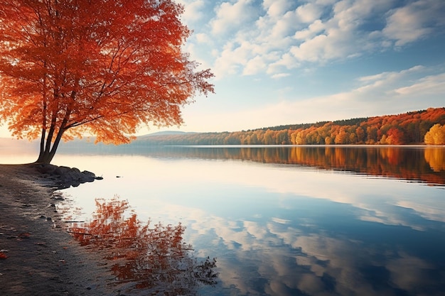 Le feuillage vibrant de l'automne orne une forêt paisible