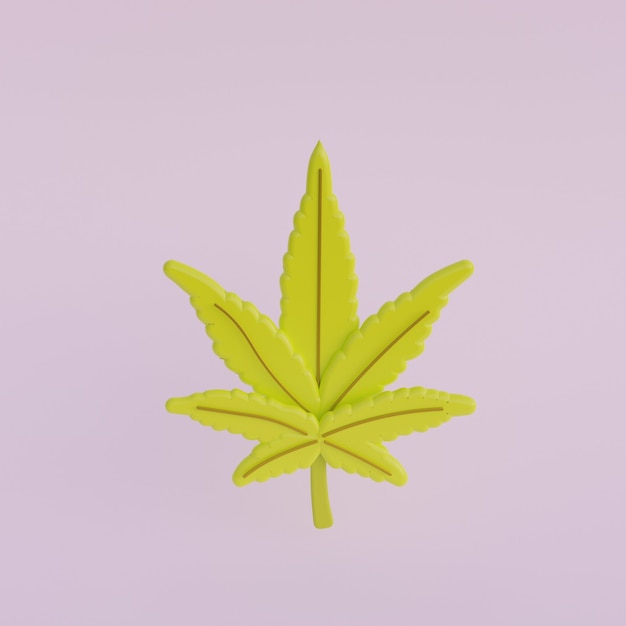 Photo feuille 3d de dessin animé de cannabis