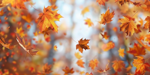 feuille d'automne chute paysage d'automme feuille jaune-rouge IA générative