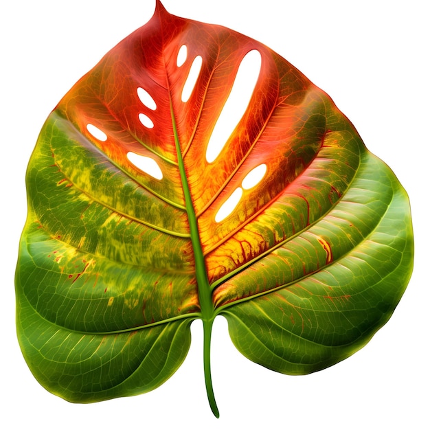 Une feuille aux couleurs vert et rouge