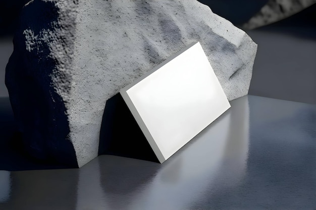 Une feuille blanche une feuille de papier blanche sur le fond d'une grande pierre