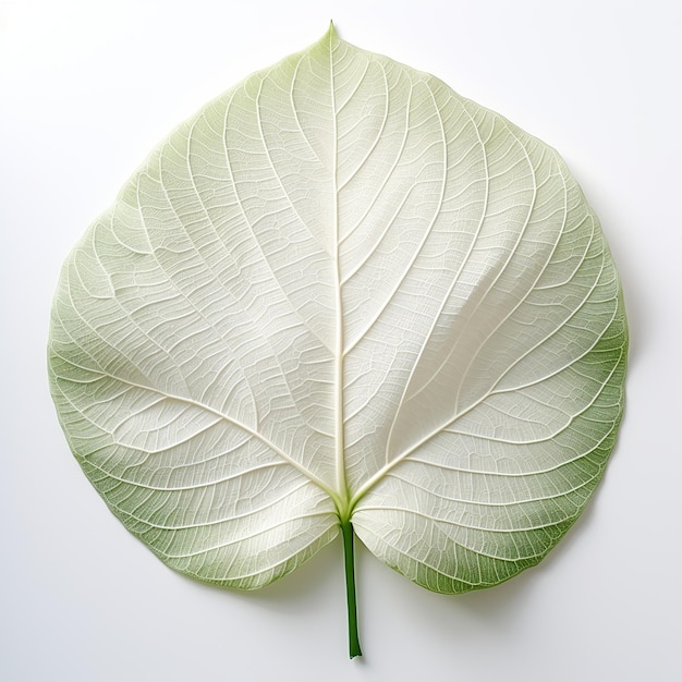 Feuille blanche nature sur fond blanc