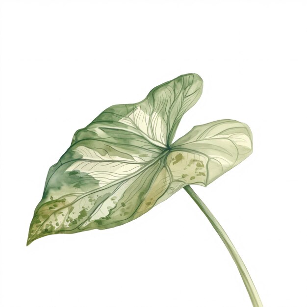 La feuille de caladium des plantes dans l'illustration de Handawn en aquarelle