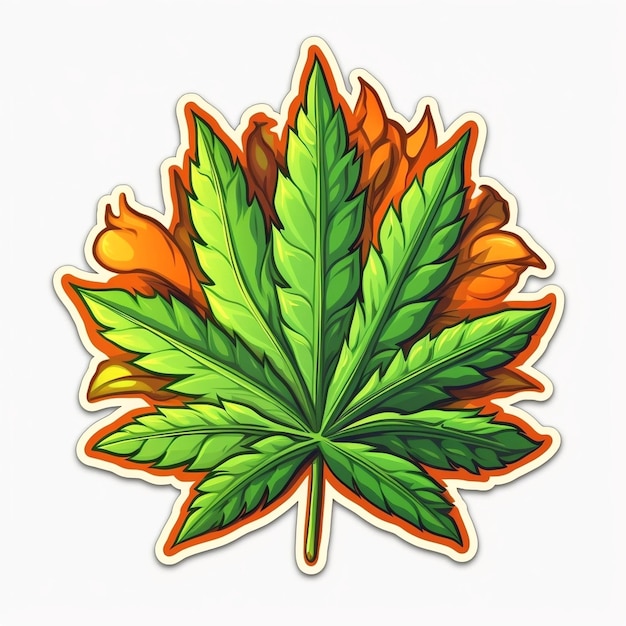 Feuille de cannabis de style autocollant Herbe heureuse