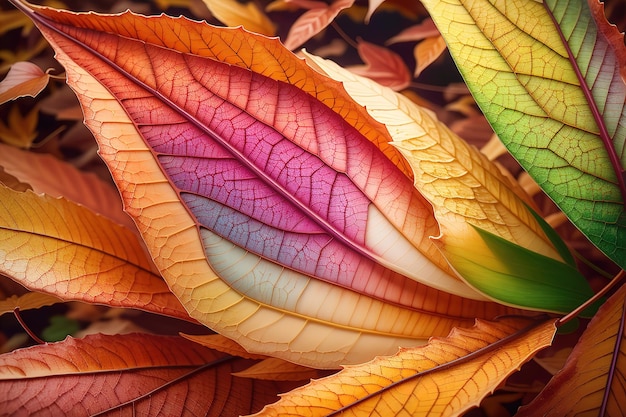 Une feuille colorée avec le mot automne dessus
