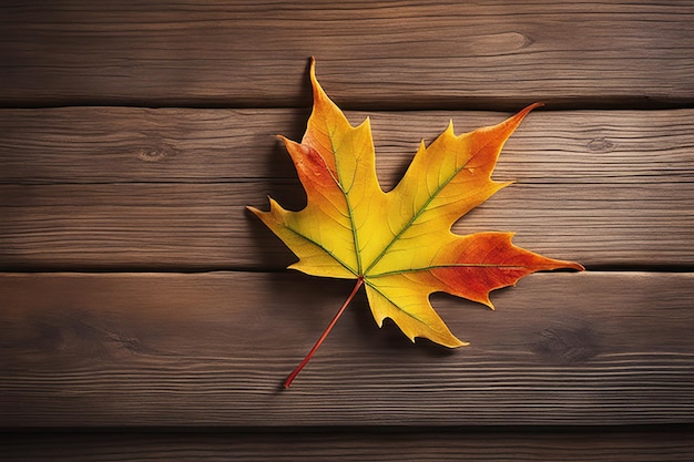 Feuille d'érable d'automne sur fond de bois