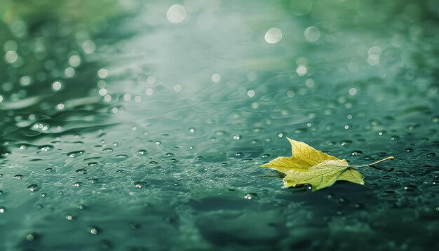 Photo une feuille flotte sur la surface d'un plan d'eau.