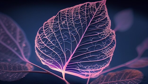 Photo une feuille avec un fond violet et le mot feuille dessus