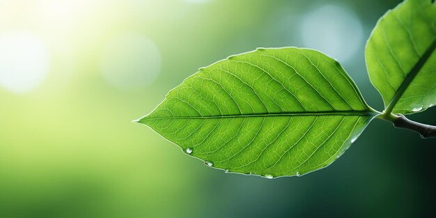 Photo une feuille avec une forêt doucement floue derrière.