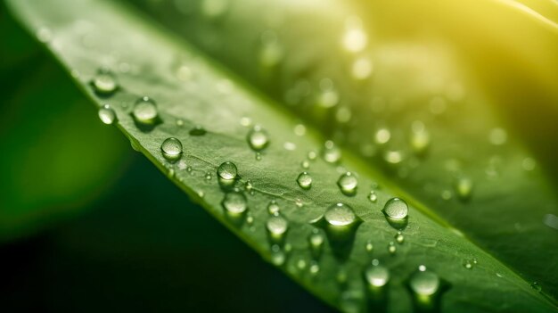 Une feuille avec des gouttelettes d'eau dessus