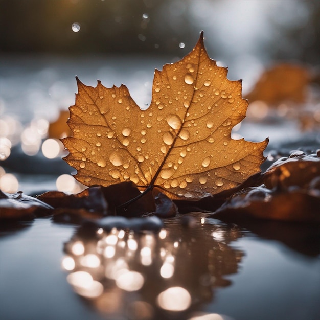 Une feuille avec des gouttes d'eau dessus et la citation dessus