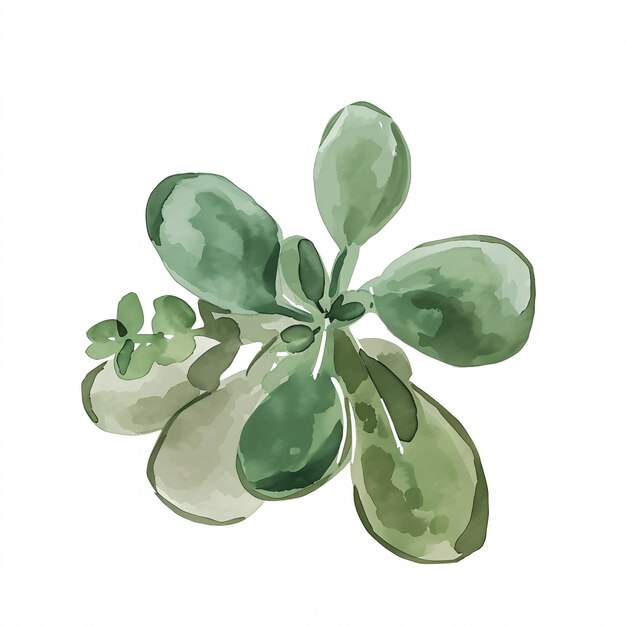 La feuille de jade des plantes dans l'illustration de Handawn en aquarelle