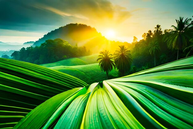 Photo feuille de jungle botanique verte tropicale avec gouttelettes d'eau gouttelette d'eau sur la feuille de palmier dans la forêt tropicale