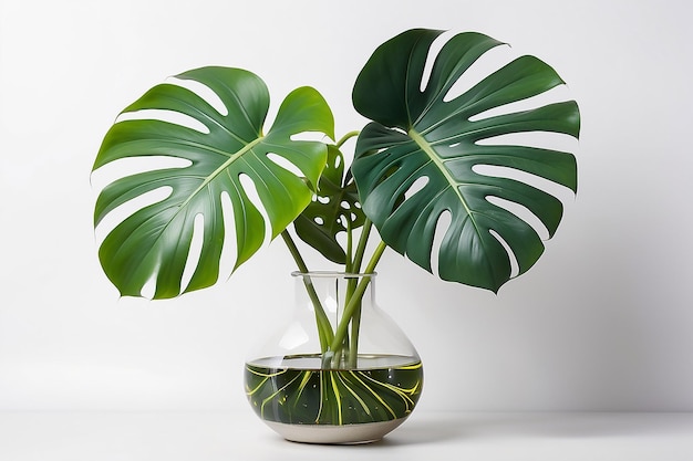 Une feuille de monstera colorée dans un vase