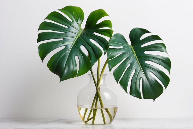 Une feuille de monstera colorée dans un vase