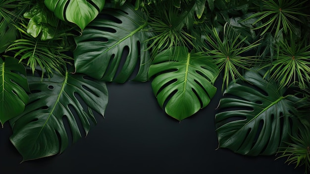 Feuille de Monstera avec fond d'espace libre