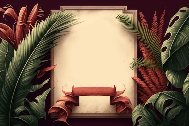 Photo feuille de palmier tropical copie espace cadre graphique illustration fond
