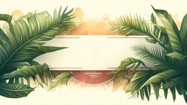 Feuille de palmier tropical copie espace cadre graphique illustration fond