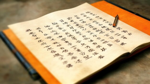 Photo une feuille de papier avec des alphabets chinois