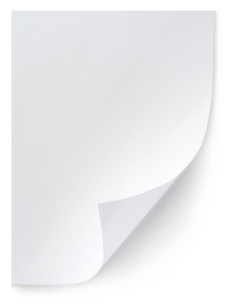 Feuille de papier blanc isolé sur fond blanc