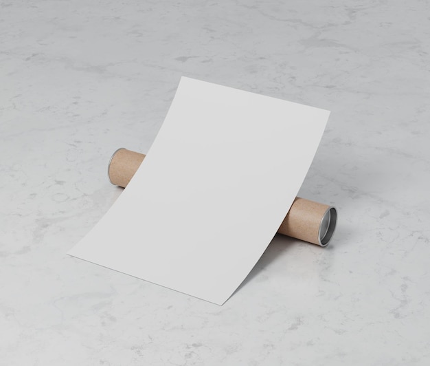 Feuille de papier blanc vide sur backgorund vierge Portrait vierge A4 vertical Paquet rond kraft vierge b