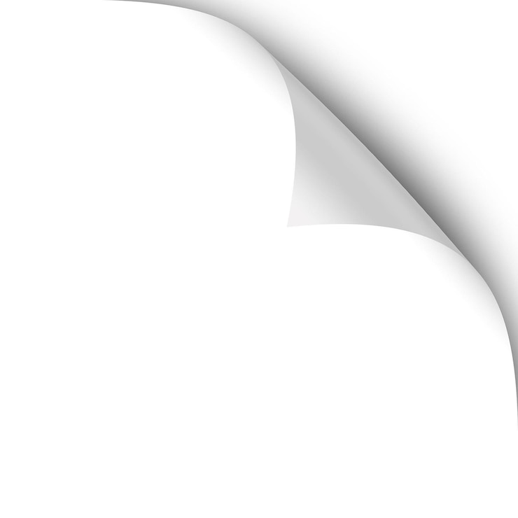 Photo une feuille de papier blanche a un coin incurvé qui a un coin incurvé.