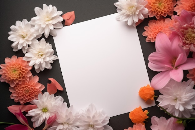 Une feuille de papier blanche avec des fleurs dessus