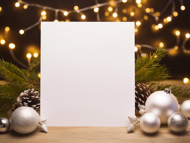 Feuille de papier blanche sur fond de Noël Modèle de carte de Noël