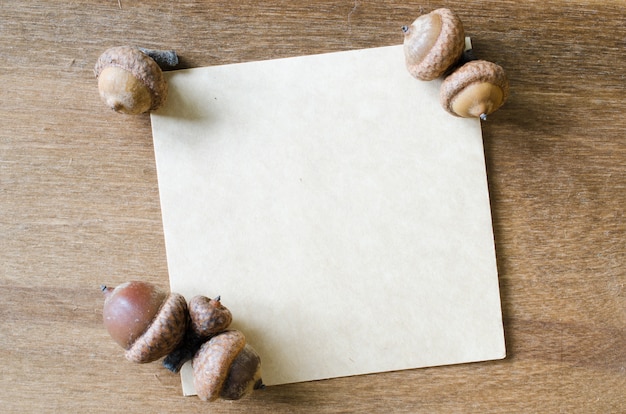 Feuille De Papier Vide Avec Des Glands Et Des Cônes.