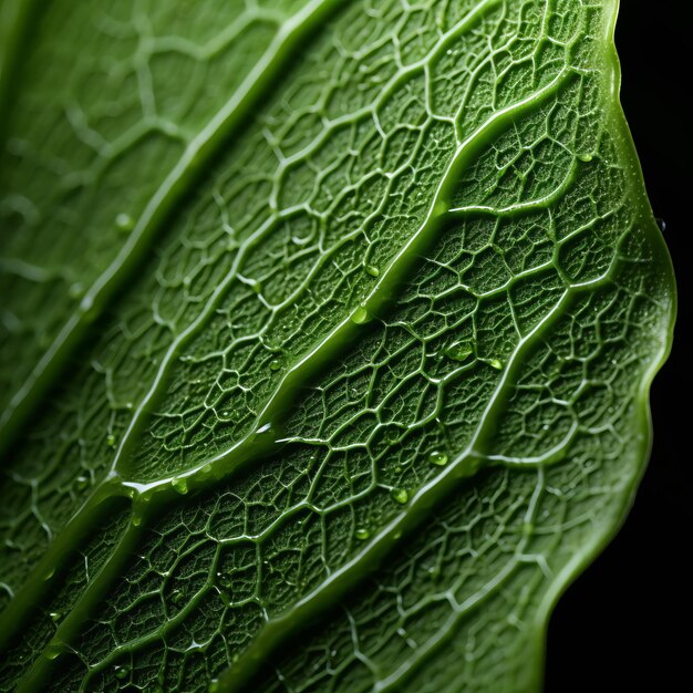 Une feuille de Snapdragon agrandie avec des gouttes d'eau Uhd Close Up Image