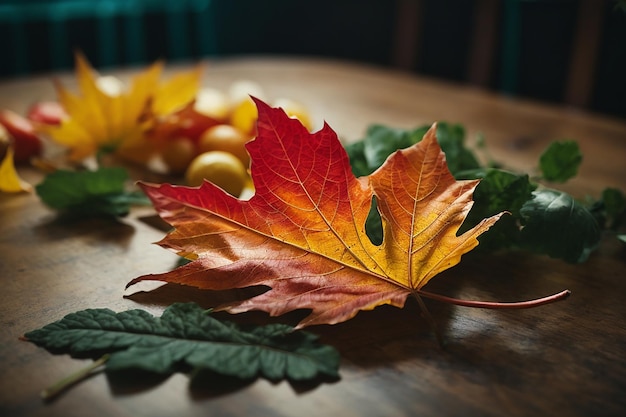 Feuille sur la table