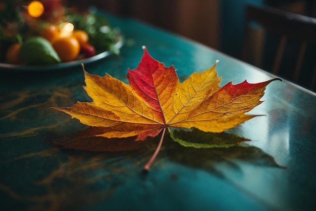 Feuille sur la table