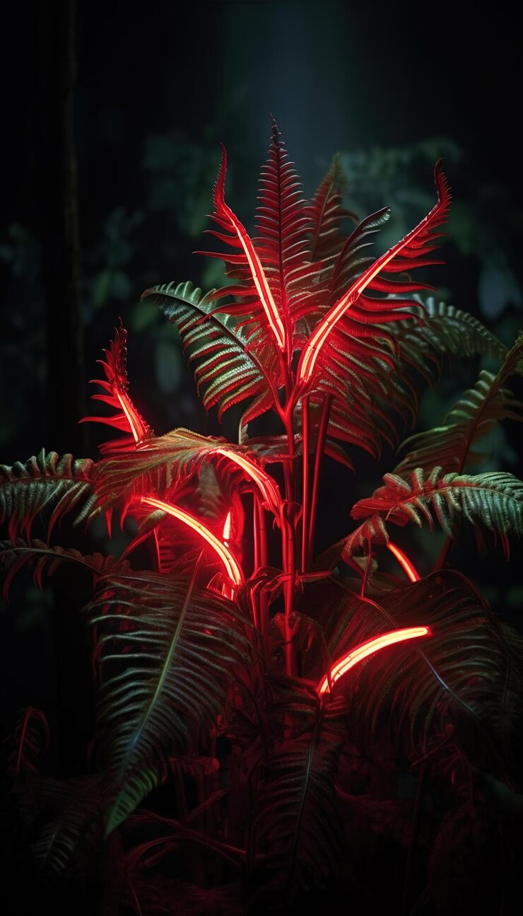 une feuille tropicale aux couleurs du néon