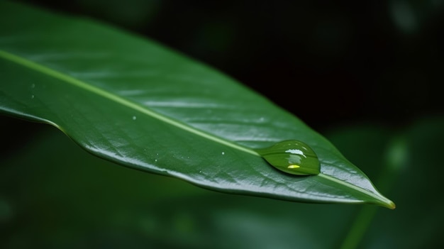 Feuille verte avec goutte d'eau Illustration AI GenerativexA