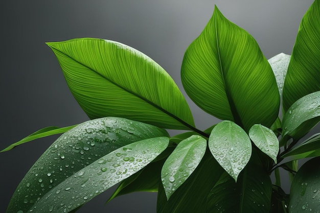 feuille verte avec des gouttes d'eau de pluie