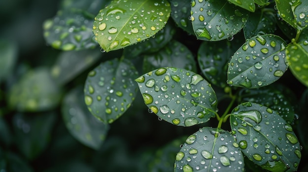 La feuille verte avec des gouttes d'eau