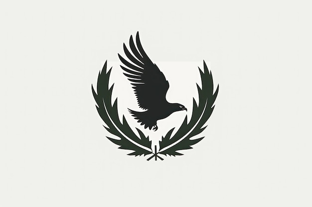 Feuille verte et oiseau volant logo minimaliste ai génératif