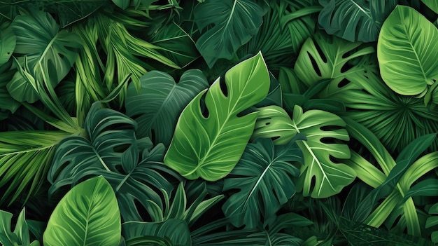 Feuille verte tropicale Mise en page de la bannière pour le champ de texte isolé sur fond blanc ai générative