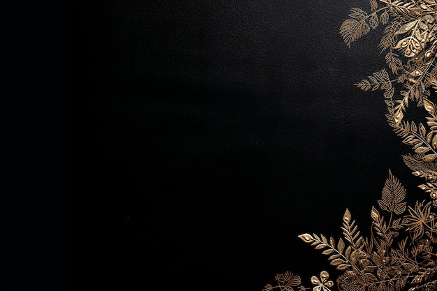 feuilles d'angle vintage sur papier peint à fond noir