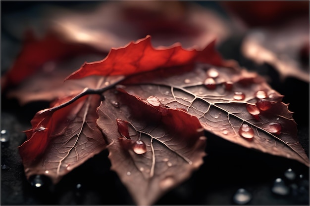 Feuilles après la pluie