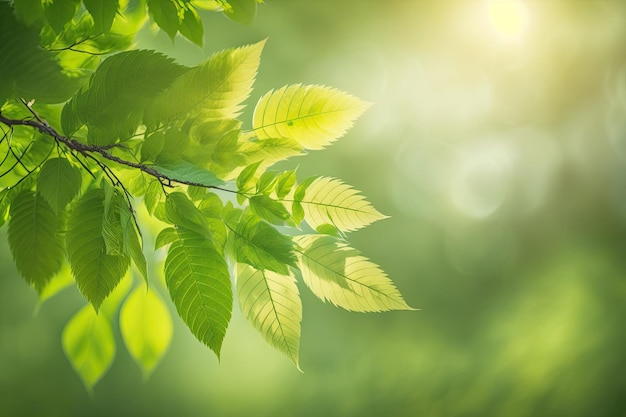 Feuilles d'arbre vert dans un cadre de fond de printemps