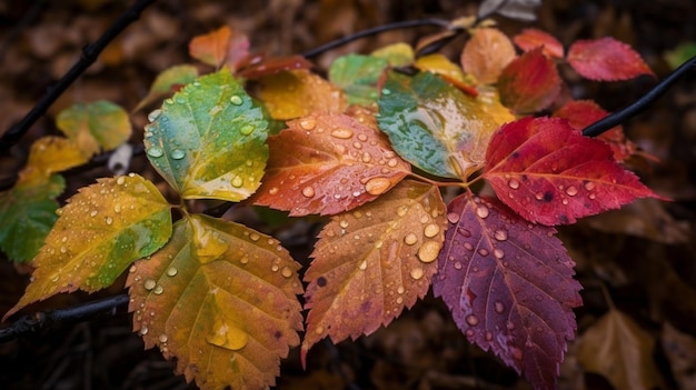 Feuilles arc-en-ciel à l'automne