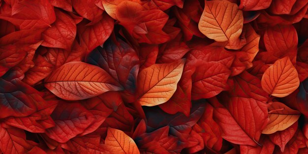 Photo des feuilles d'automne à l'arrière-plan rouge et orange à l'extérieur image de fond colorée de