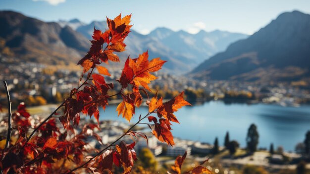 Les feuilles d'automne sur une branche d'arbre