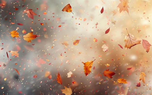 Les feuilles d'automne et le brouillard