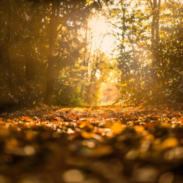 Feuilles d'automne sur un chemin forestier