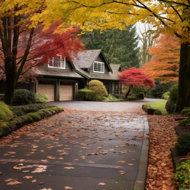 Photo des feuilles d'automne colorées sur l'allée