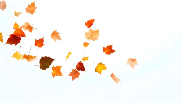 feuilles d'automne colorées d'automne isolées sur fond blanc texture de superposition feuillage d'automne
