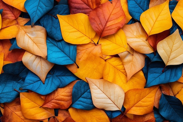 Des feuilles d'automne colorées sur une surface texturée