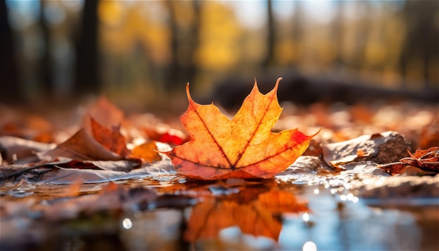 feuilles d'automne dans l'eau